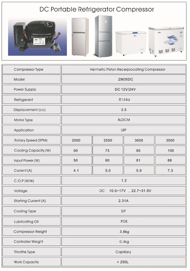 DMZH35D/DMZY35D R134A или R600A DC 12В/24В компрессор холодильника с морозильником|Запчасти для