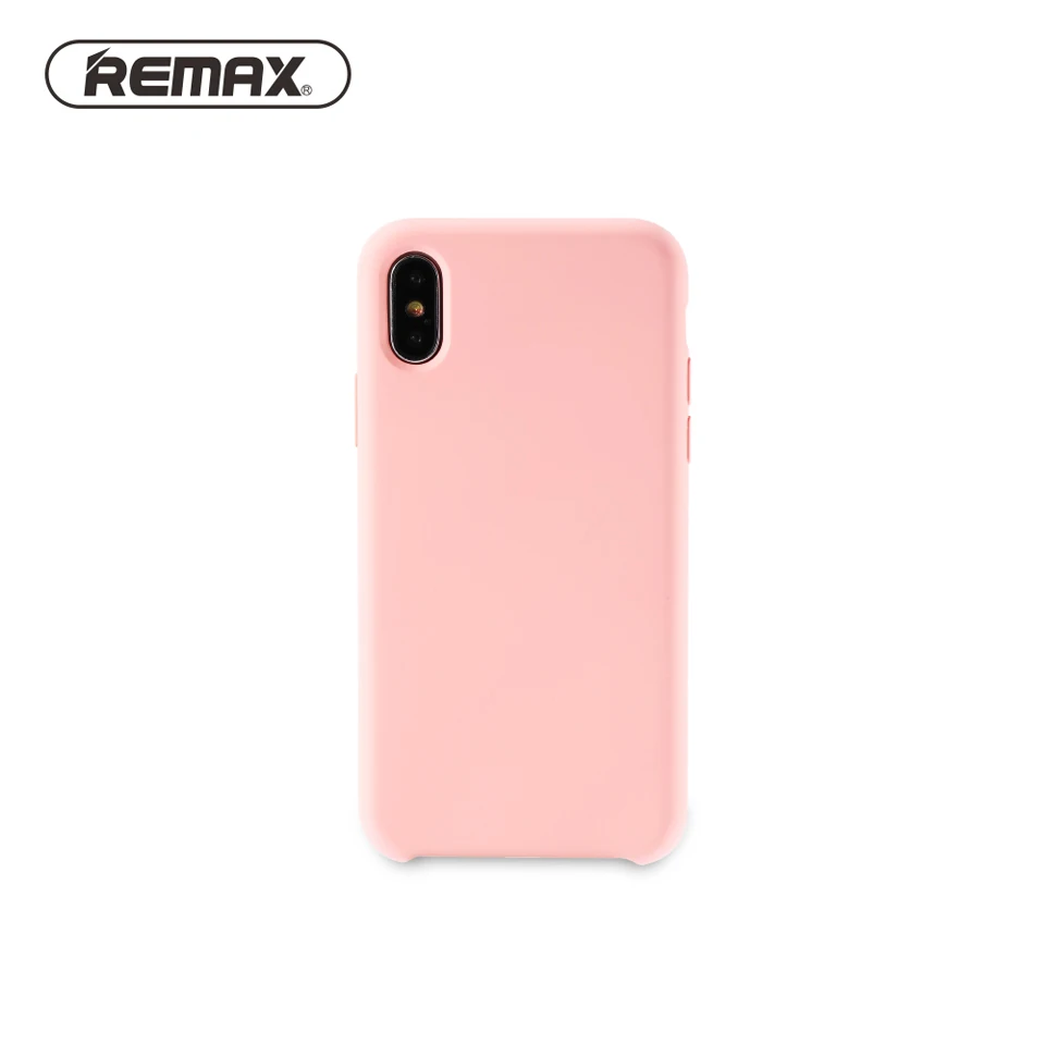 REMAX Elegant Liquid Silicone Phone Case for IPhone X Plain Absolute Protection Anti-oil Back Cover Fibre Lining Bag |