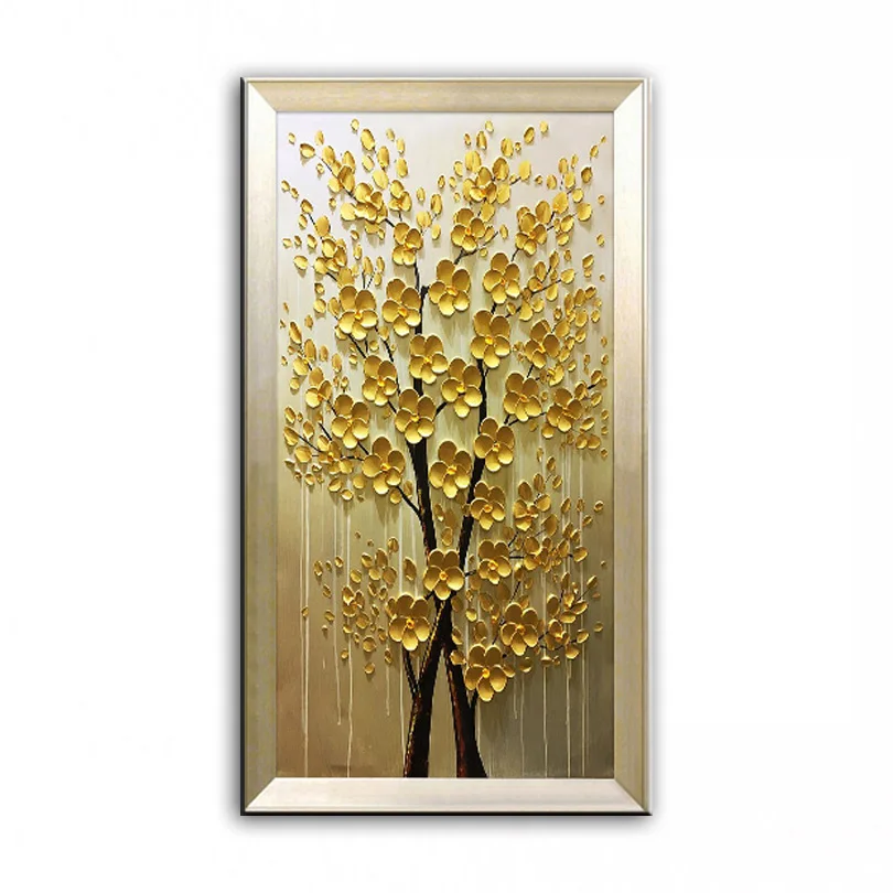 Oil Painting Decor Money tree Art handmade Modern Canvas on Palette knife Tree 3D Flowers Paintings Home living room 2018011111 | Дом и сад