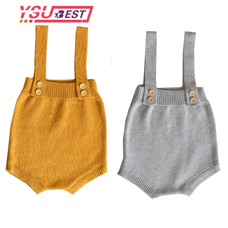 

2020 High Quality Baby Boy Knit Romper Girls Cute Crochet Rompers Toddler Brand Spring Suspender Infant Lovely Knitting Romper