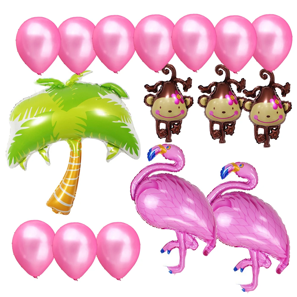 16 шт фольгированные шары в форме Фламинго Гавайская пляжная вечеринка украшения