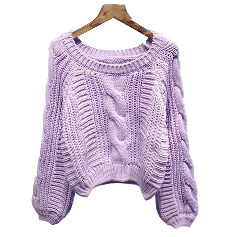 Женский короткий свитер винтажный вязаный повседневный Короткий трикотажный