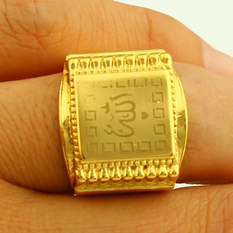 Кольца для мужчин и женщин Allah Золотое мусульманское кольцо арабские ювелирные