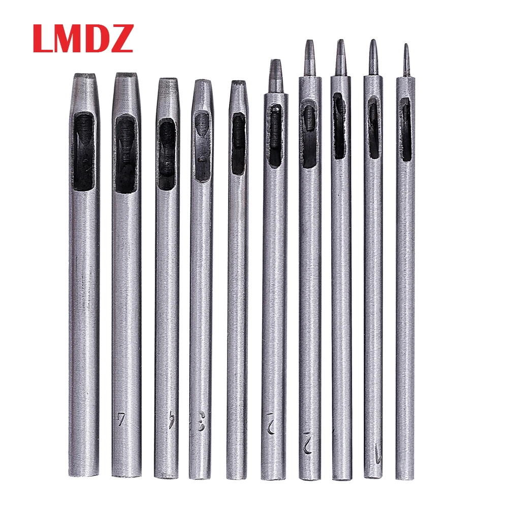 LMDZ 10pcs Leather Tools Leather Hole Punches Leather craft Hollow Puncher Belt Punch 0.5mm-5mm for Clothing Canvas