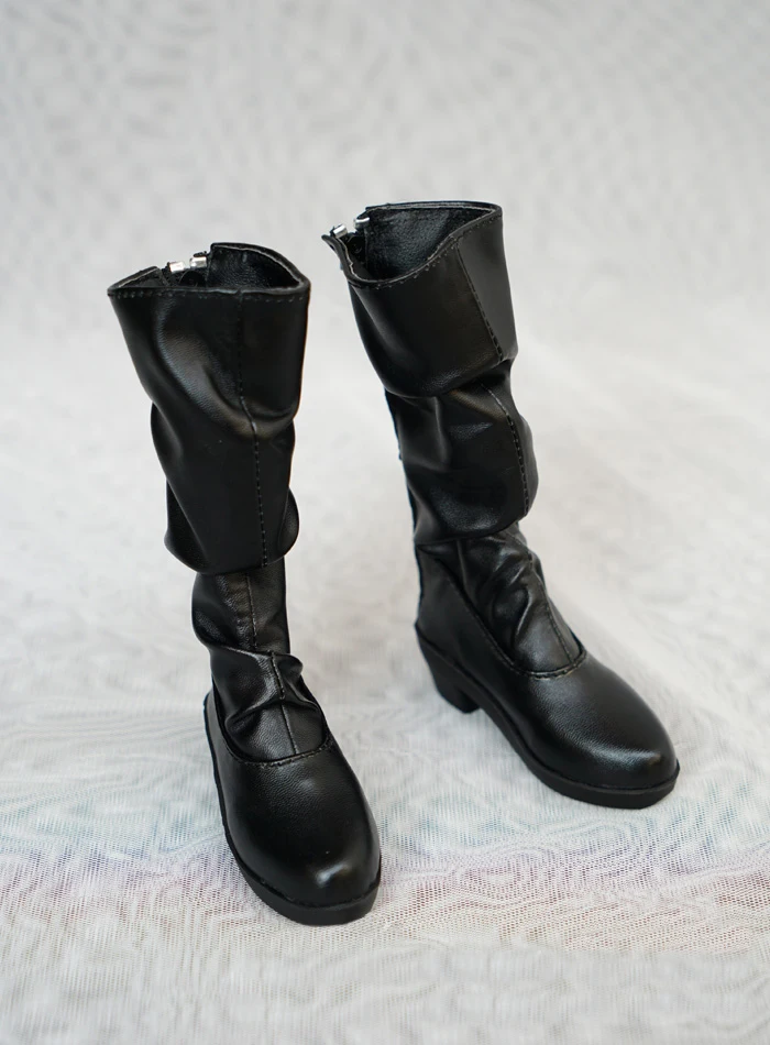 

N01-X041 children handmade toy 1/3 1/4 Doll Accessories BJD/SD doll Crease black high heel boots 1pair