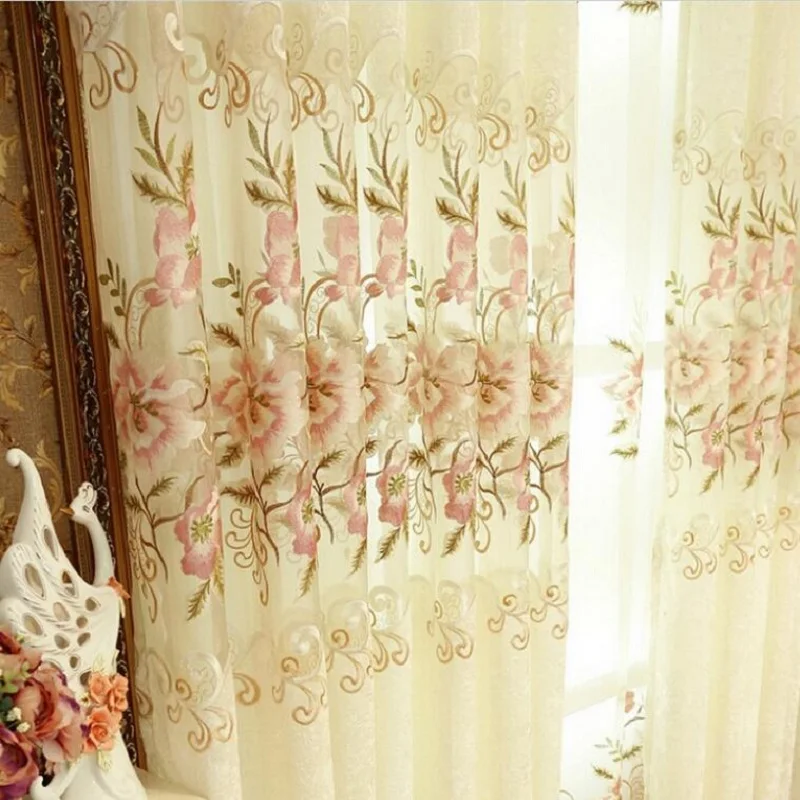 Европейский Стиль Вышитые Чистый Занавес Для Гостиной Высокое Качество Жалюзи