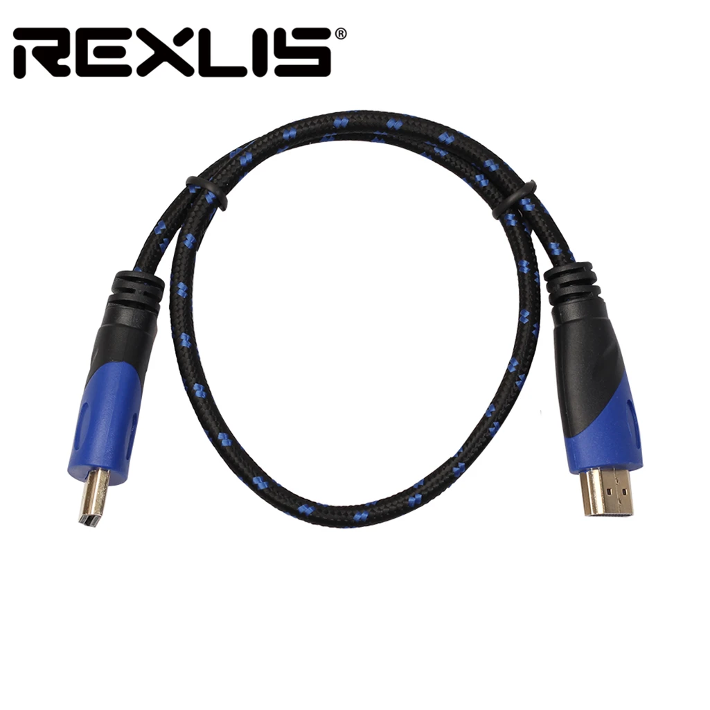 Кабель REXLIS с нейлоновой оплеткой HDMI 1080P 3D V1.4 Быстрая Скорость 0,5 м 1 м 1,8 м 3 м 5 м 10 м 15 м HDMI код для проектора PS4 HDTV