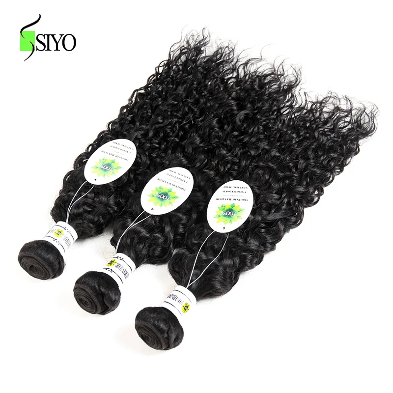 Волна воды 3 Связки с закрытием монгольские волосы Weave SIYO человеческие remy