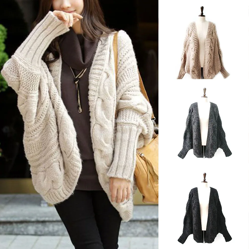 Fashion Women Autumn Winter Sweater Bat Sleeve Cardigan Knitting Needle loose Lady Elegant Knitted |