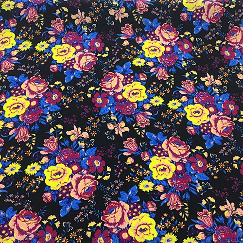 Цветочный принт в ночной шелк креп де шин ткань 17 momme ширина 140 см SCDC660|fabric fabric|printed