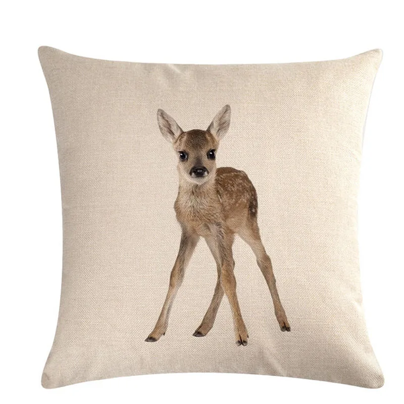 45*45cm cartoon animal pattern linen cushion cover wild home pillowcase textile decoration | Дом и сад