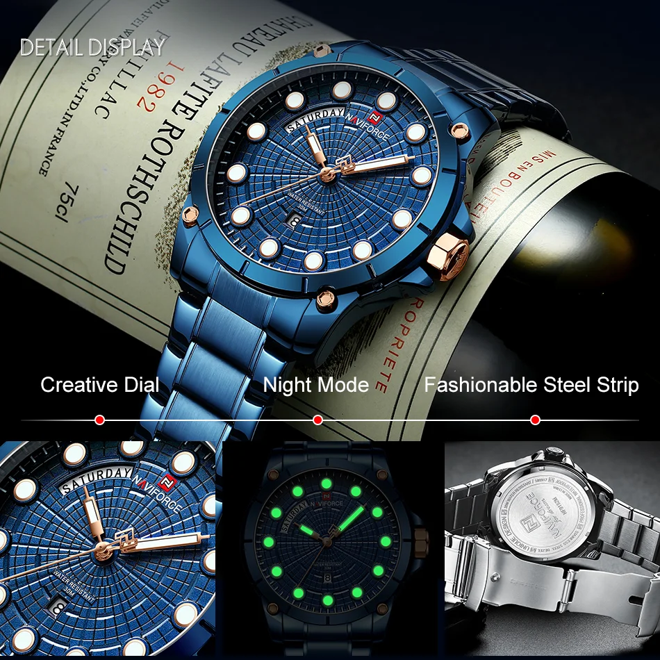 NAVIFORCE Relojes часы мужские модные спортивные кварцевые часы мужские s часы лучший бренд класса люкс Бизнес водонепроницаемые Relogio Masculino