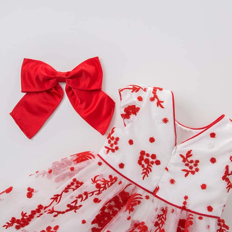 Dave bella Princess baby girl dress with big bow children party wedding gown summer floral clothes vestido infantil DB7578 | Детская