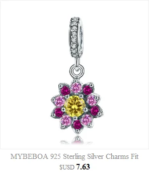MYBEBOA Хэллоуин 925 пробы Серьги-подвески с цветочным украшением из чистого черепа Подвески разноцветной эмалью бусины, подходят к оригиналу Pandora, браслет, ювелирные изделия с бриллиантами