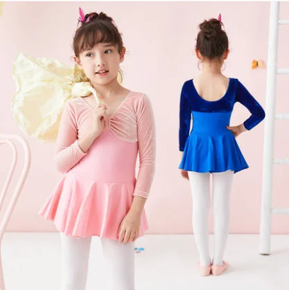 

2018 Pink Purple Ballet Dress Cotton Velvet Skirted Leotards Girls Toddler Child Ballet Practice Dance Wear