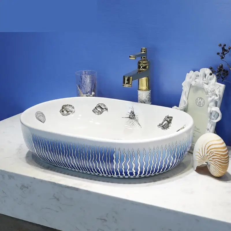 China Artistic Handmade Art wash basin Ceramic Counter Top washing bowl oval ceramic Wash Basin Bathroom Sinks | Обустройство дома