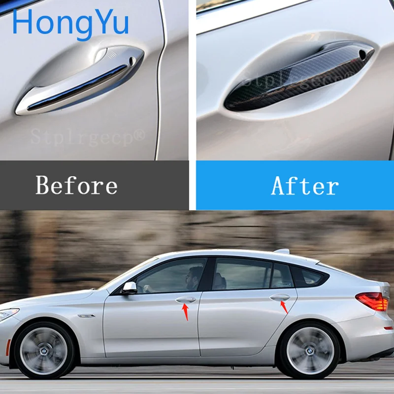 Накладки на ручку автомобильной дверной ручки из углеродного волокна для BMW 5 series