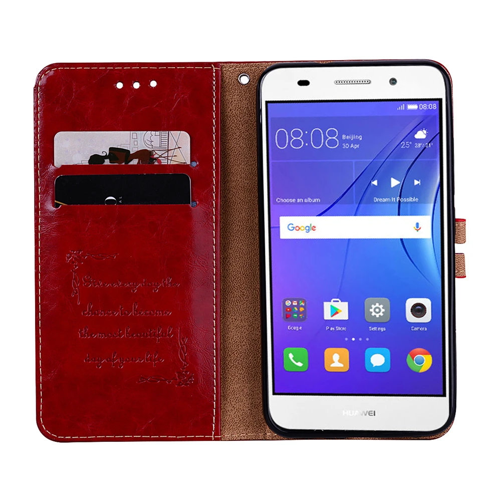 Винтажный кожаный флип-чехол для Huawei Y3 Y5 Y6 2017 Y7 Prime 2018 Y9 2019 защитный мягкий чехол