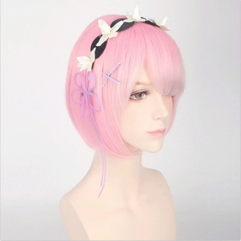 Косплей Rem Ram короткий парик Re: Zero начало жизни в другом мире Болванка под