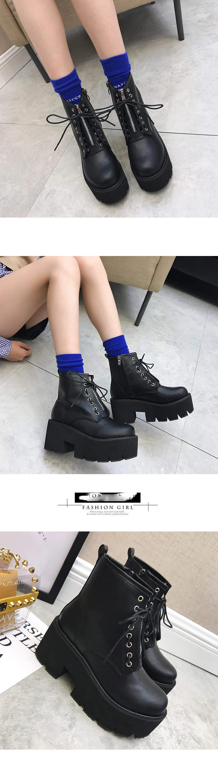 Ботинки в стиле панк; bottes femmes; обувь на платформе; женские ботильоны на высоком каблуке; осенне-зимняя обувь; мотоботы; модная женская обувь; YMA530