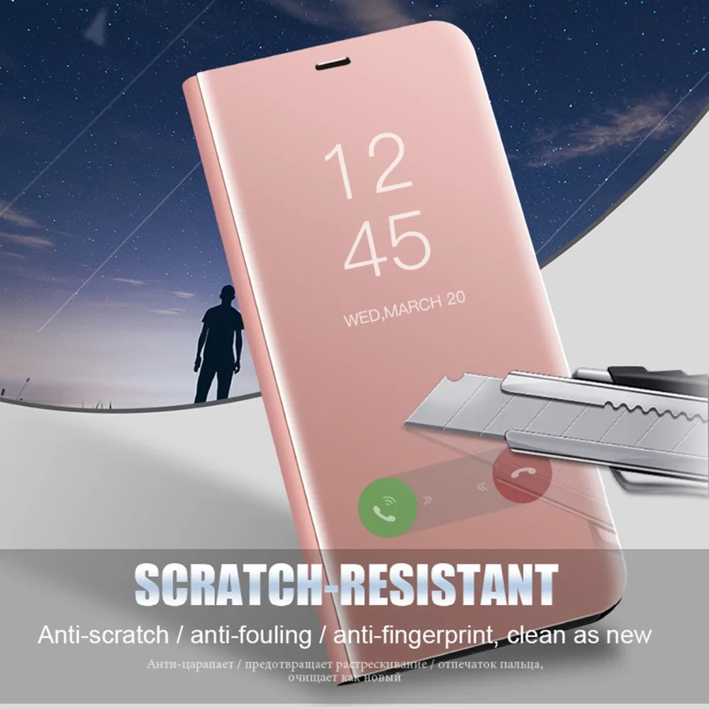 Стенд зеркало заднего вида Smart чехол Флип Для samsung Galaxy S9 S8 плюс S7 S6 края Примечание