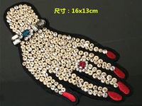 hand rhinestones beaded patches vintage embroidered fabric applique fashion clothing decoration sew on patch accessories supplie