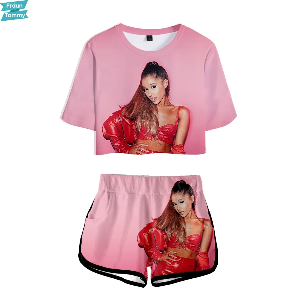 

Ariana Grande 3D Printed Women Two Piece Sets Fashion Summer Short Sleeve Crop Top+Shorts Hot Sale Trendy Streetwear Clothes