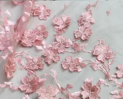 flesh pink Светильник, синий, розовый, стерео, кружево, Цветочная вышивка, ткань для свадебной фотосъемки, фоновая одежда, платье, ткань RS2607 - Цвет: flesh pink