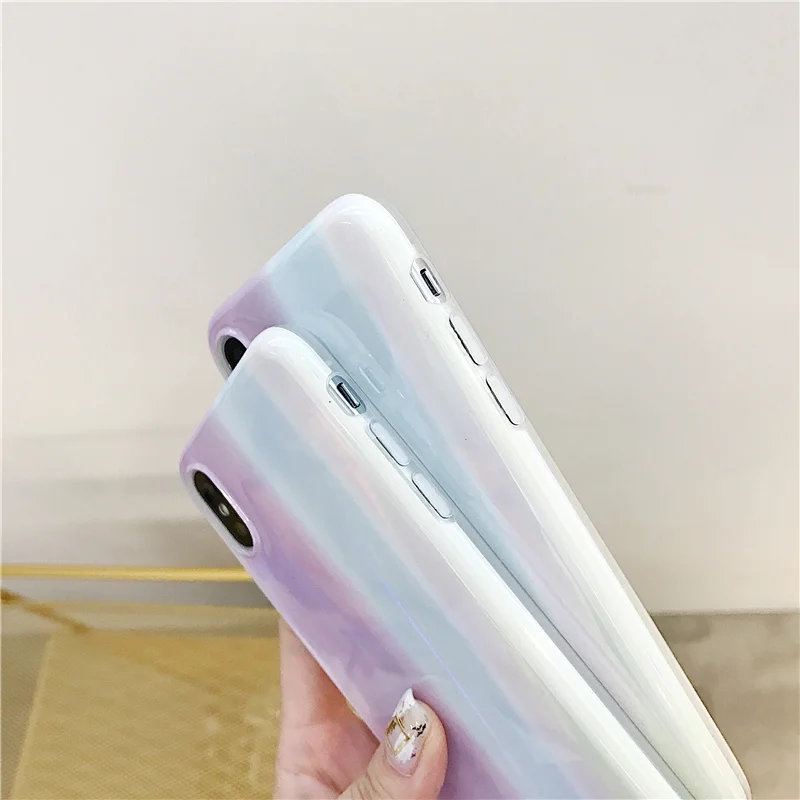 Глянцевый лазерный мраморный чехол для iphone X XS Max, мягкий силиконовый чехол для iphone 6, 6s, 7, 8, 7 plus, задняя крышка для телефона