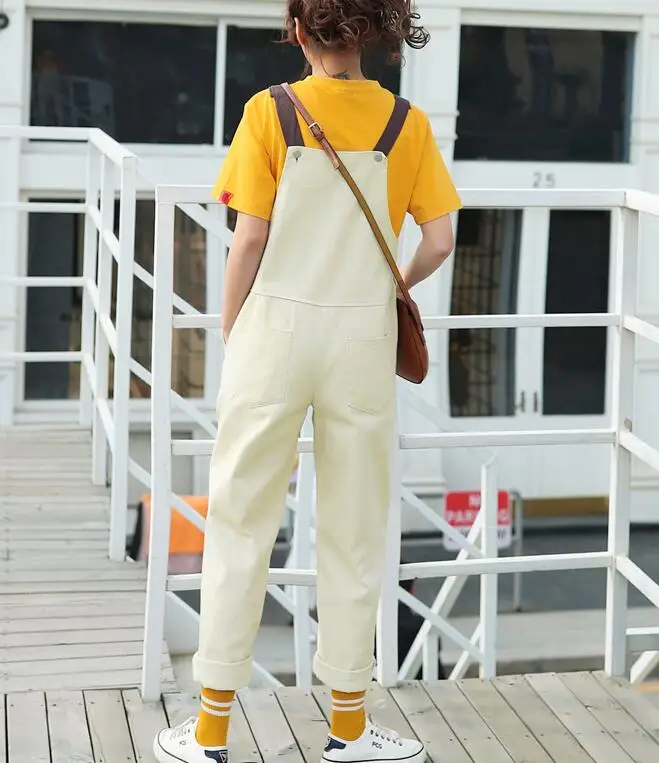 Женский джинсовый комбинезон с вышитыми надписями свободного кроя|Женские