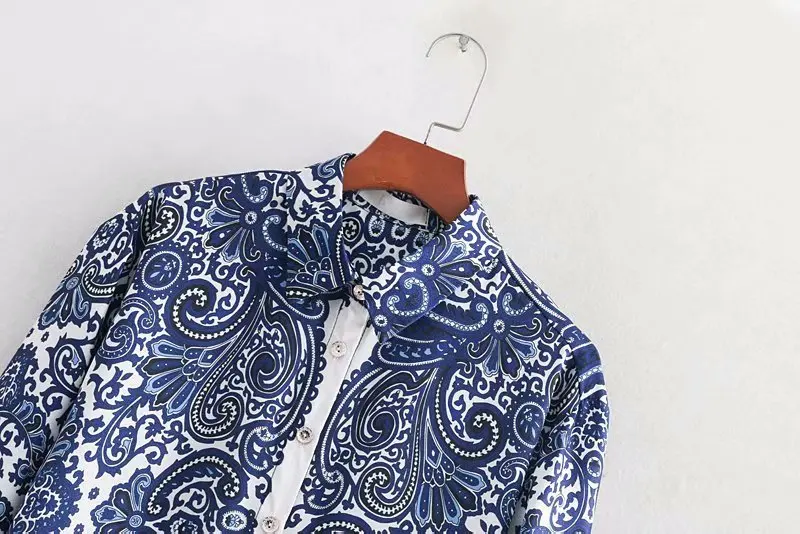 H. SA 2019 Женские Ретро Блузки и топы с принтом блузы длинным рукавом китайские