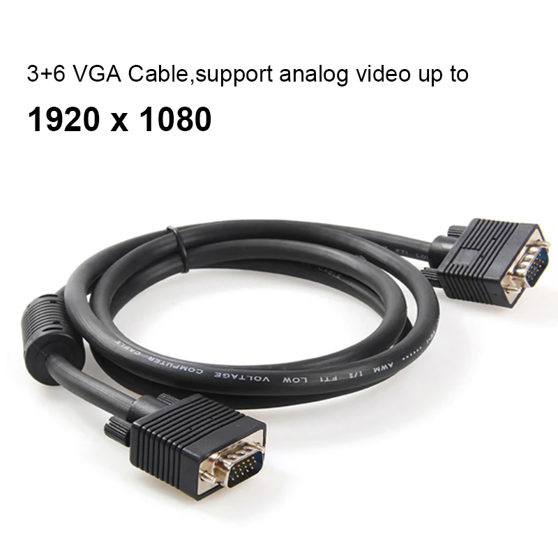 1 Piece 3 meter PC Computer Monitor Male to 15 Pin VGA M/M Cable Cord Black for TV SVGA analog 1920 x 1080p | Компьютеры и офис