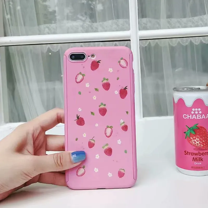 33 QINUO 360 градусов полный чехол для телефона для iPhone 6 7 8 Plus X XR XS Max фруктовый Узор Жесткий Чехол для iPhone 5 5S SE 6 6S со стеклом - Цвет: 33