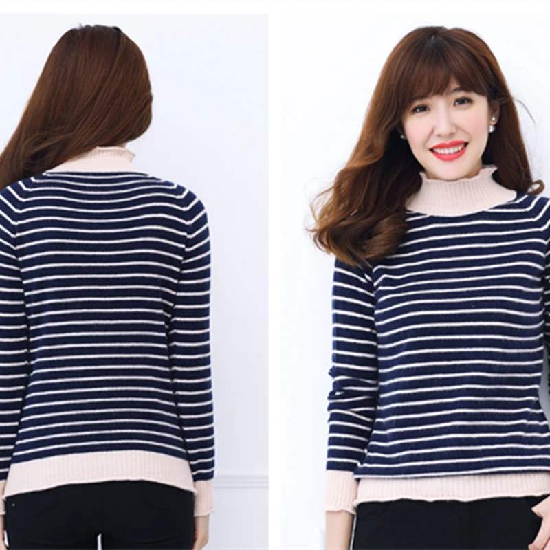 Свитер женский кашемировый в полоску мягкий и удобный зимний | Женская одежда