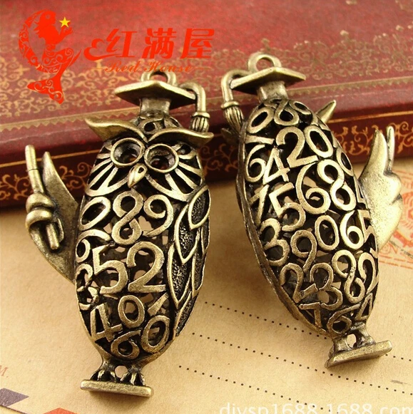 

A3681 free shipping 10pcs/bag size 53*28mm "The owl Dr." pendant charms Antique Alloy Jewelry finding for necklace charm