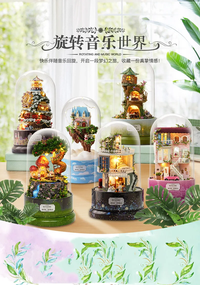 Миниатюрная Музыкальная Шкатулка кукольные домики DIY 3D Деревянный кукольный домик Миниатюрный Кукольный домик мебель набор игрушек для детей подарки на день рождения