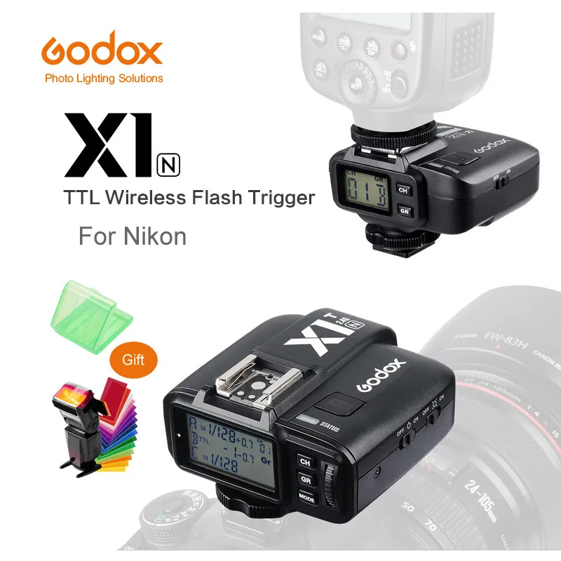 

Беспроводной передатчик и приемник Godox X1N 2,4 ГГц i-TTL набор триггеров для Nikon D800 D3X D3 D2X D2H D1H D1X D700 D300 D200 D100