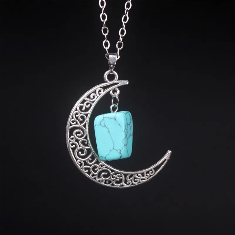 Ожерелье с подвеской Moon Charms антикварная цепочка полумесяц кварцевое ожерелье
