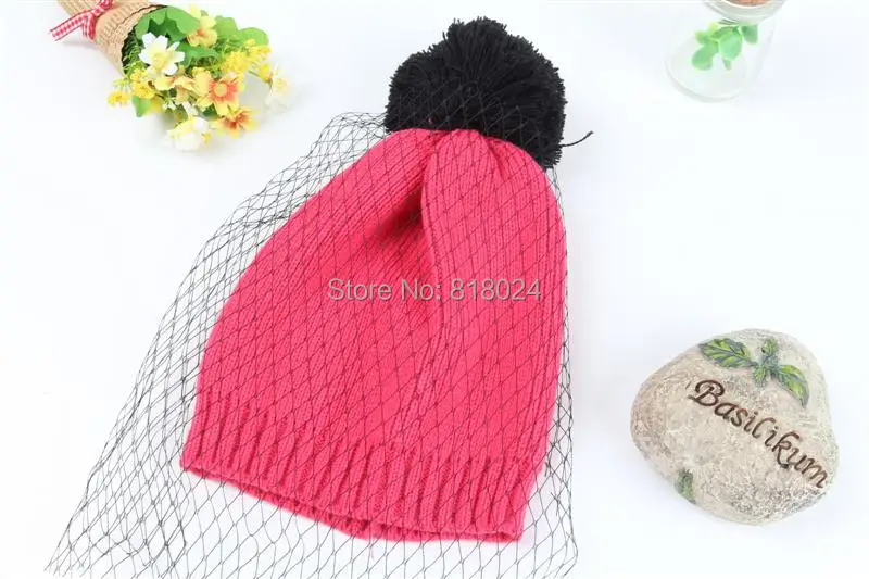 2014 Новое поступление вуаль зима марли вязаная шапка Обувь для девочек шапочка