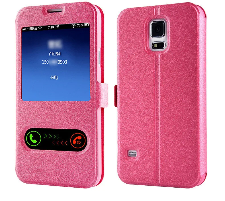 Роскошный элегантный чехол книжка с окошком для фронтального экрана из