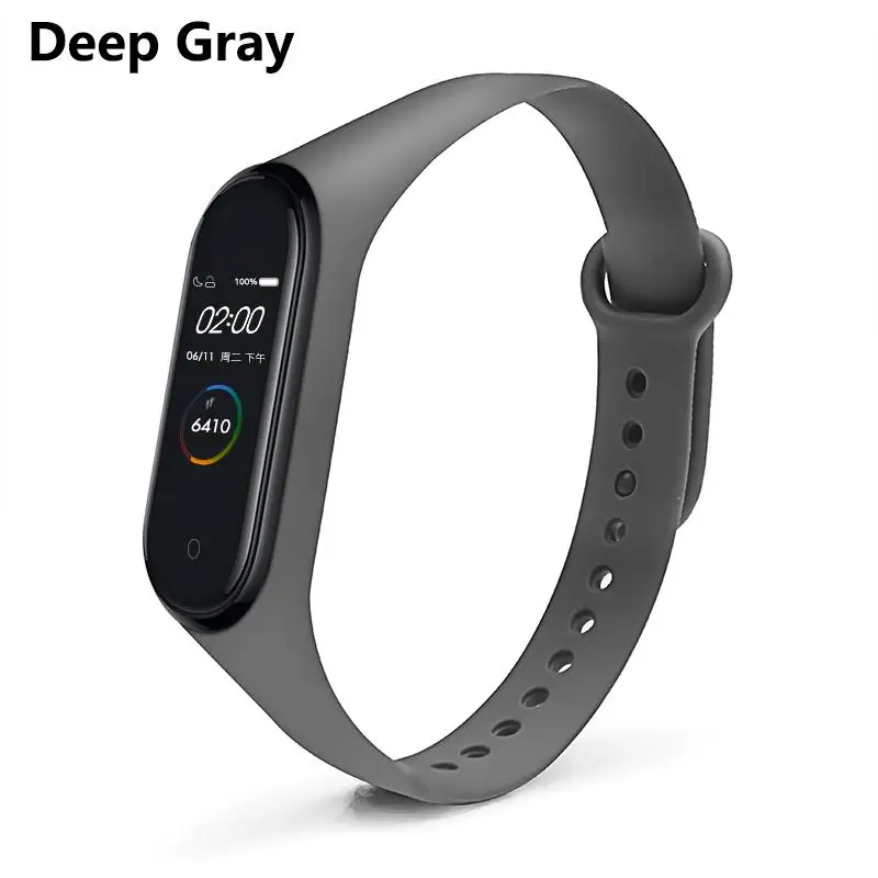 Deep Gray BOORUI для xiaomi mi band 4 ремешок Модный Цветной mi band 4 ремешок силиконовый mi band 4 Ремень Замена для xiaomi mi 4 band - Цвет: Deep Gray