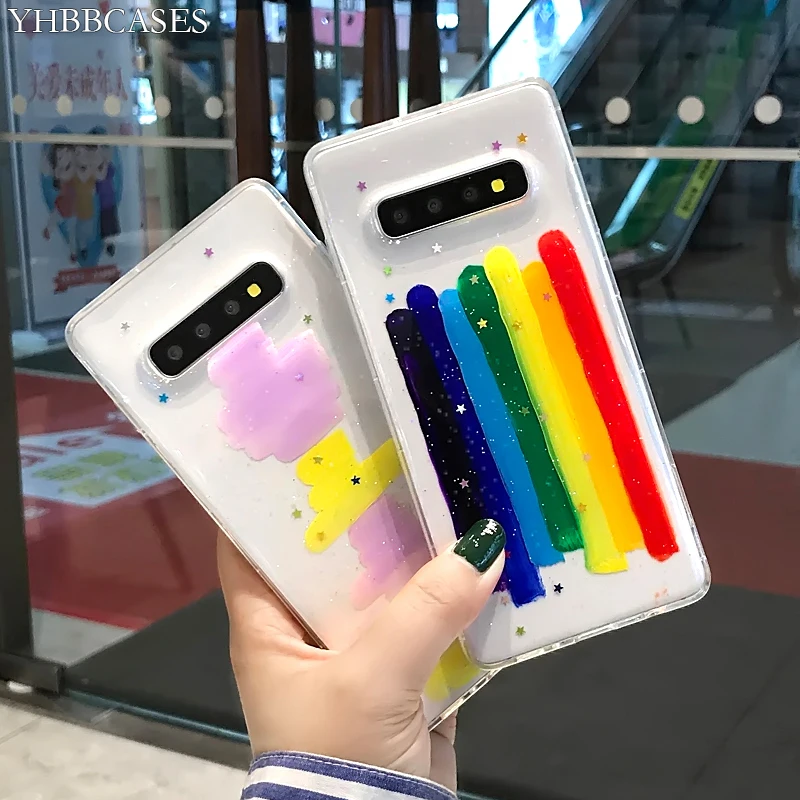 YHBBCASES модные радужные прозрачные мягкие чехлы из ТПУ для samsung Galaxy S8 S9 S10 Plus