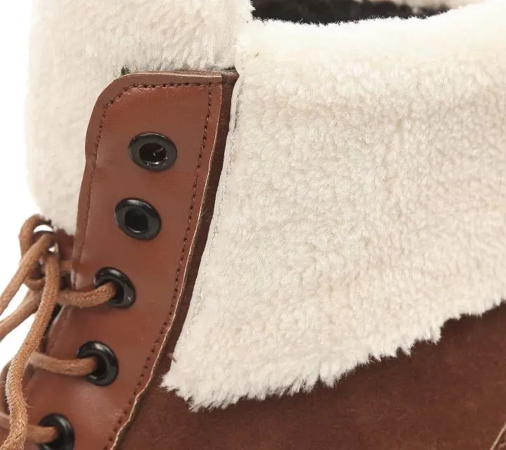 Женщин клин скрытый каблук зима теплая снегоступы мех выстроились ботильоны