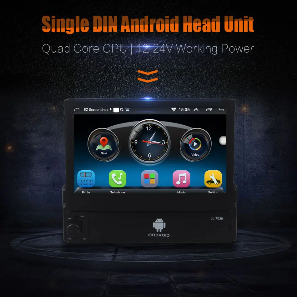 

Car Truck 12V - 24V Single Din Android Quad Core 7 Inch Touch Screen Car Dash Player GPS WIFI Bluetooth Hean Unit Stereos