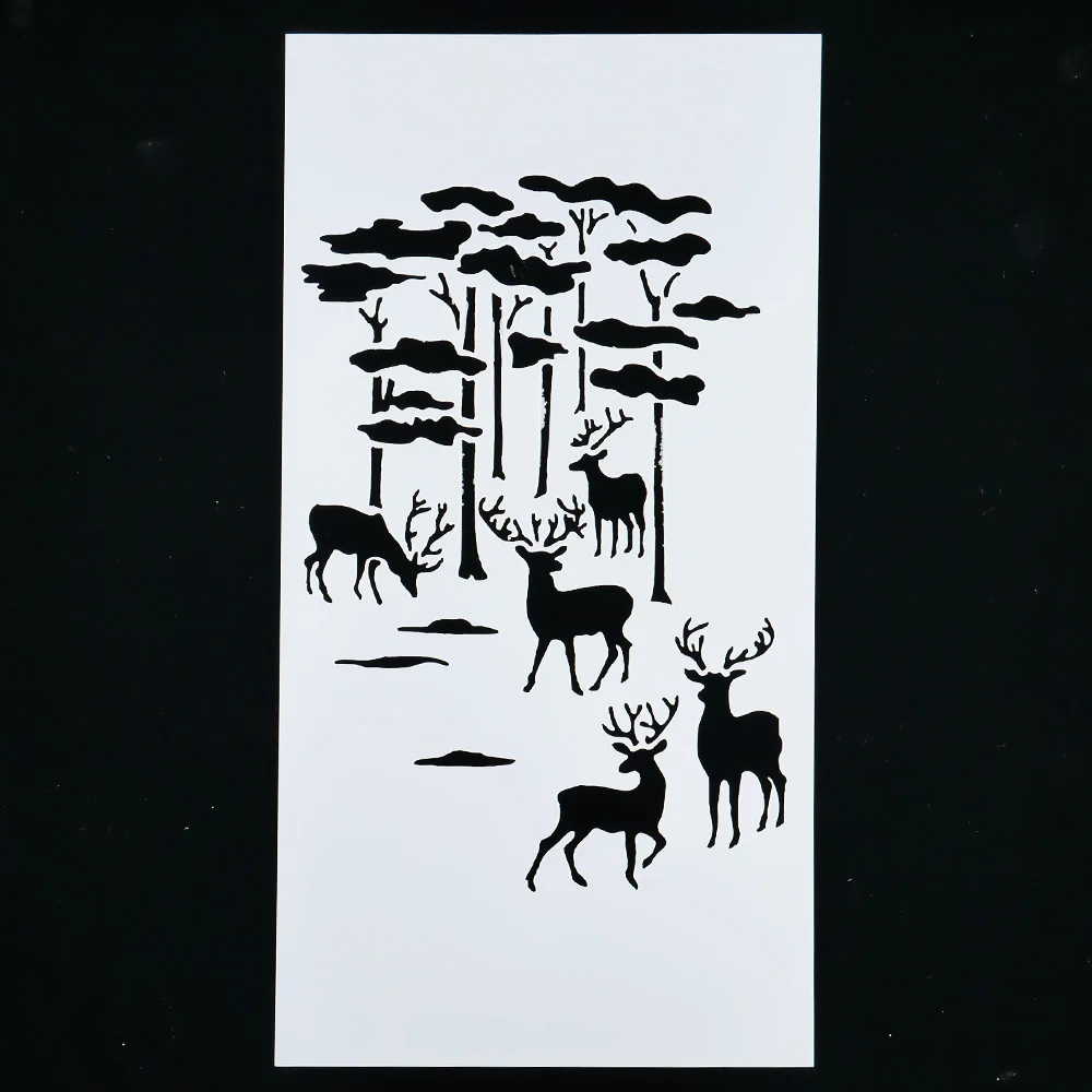Многоразовый трафарет Аэрограф рисование искусство Рождественский олень | Отзывы и видеообзор