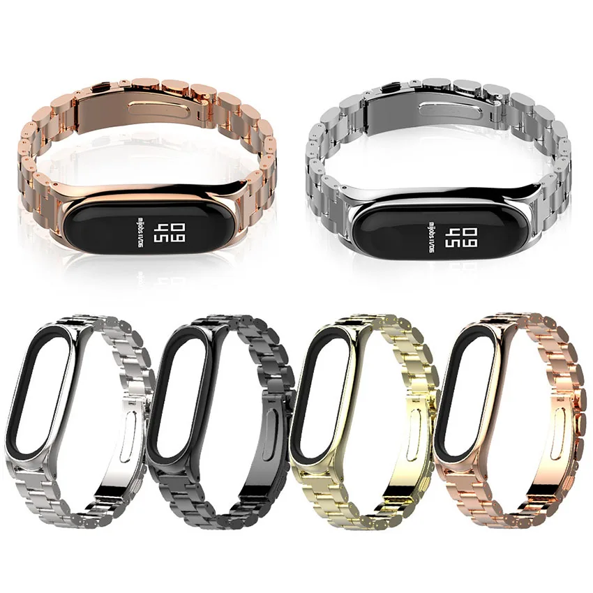 for Mi Band 3 Wrist Strap Metal Screwless Stainless Steel For Xiaomi Bracelet Wristbands Pulseira Miband3 AW836 | Наручные часы