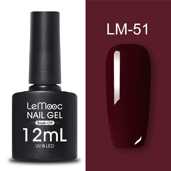 LM-51 LEMOOC 12 мл Блестящий Гель-лак для ногтей Блестящий фиолетовый красный серебристый цвета долговечный впитывающий УФ гель для ногтей Гель-лак - Цвет: LM-51