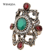 unique big bohemian ring turkish antique gold crystal rings for women vintage jewelry fashion accessories 2018