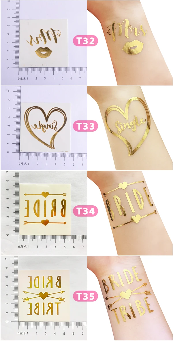 25 шт. командные золотые металлические временные фольгированные татуировки для