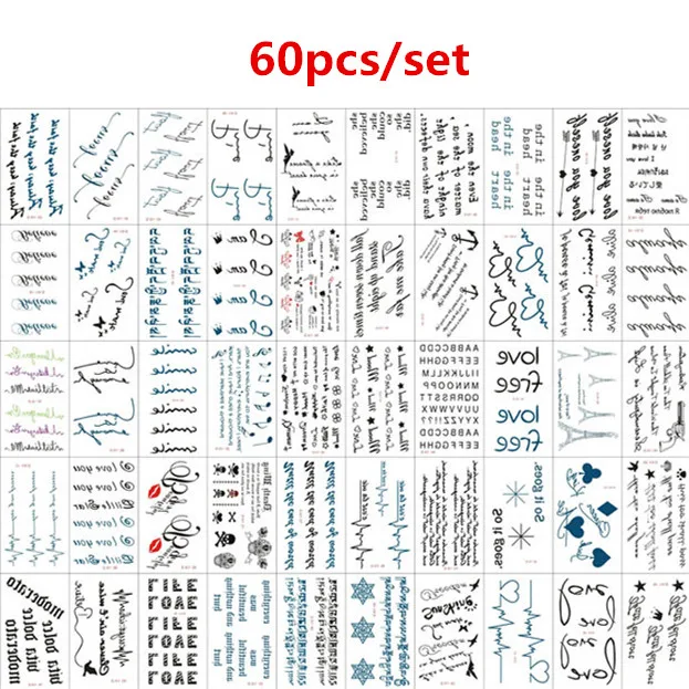 60 шт./компл. временная татуировка для мужчин и женщин мужские женские водостойкие